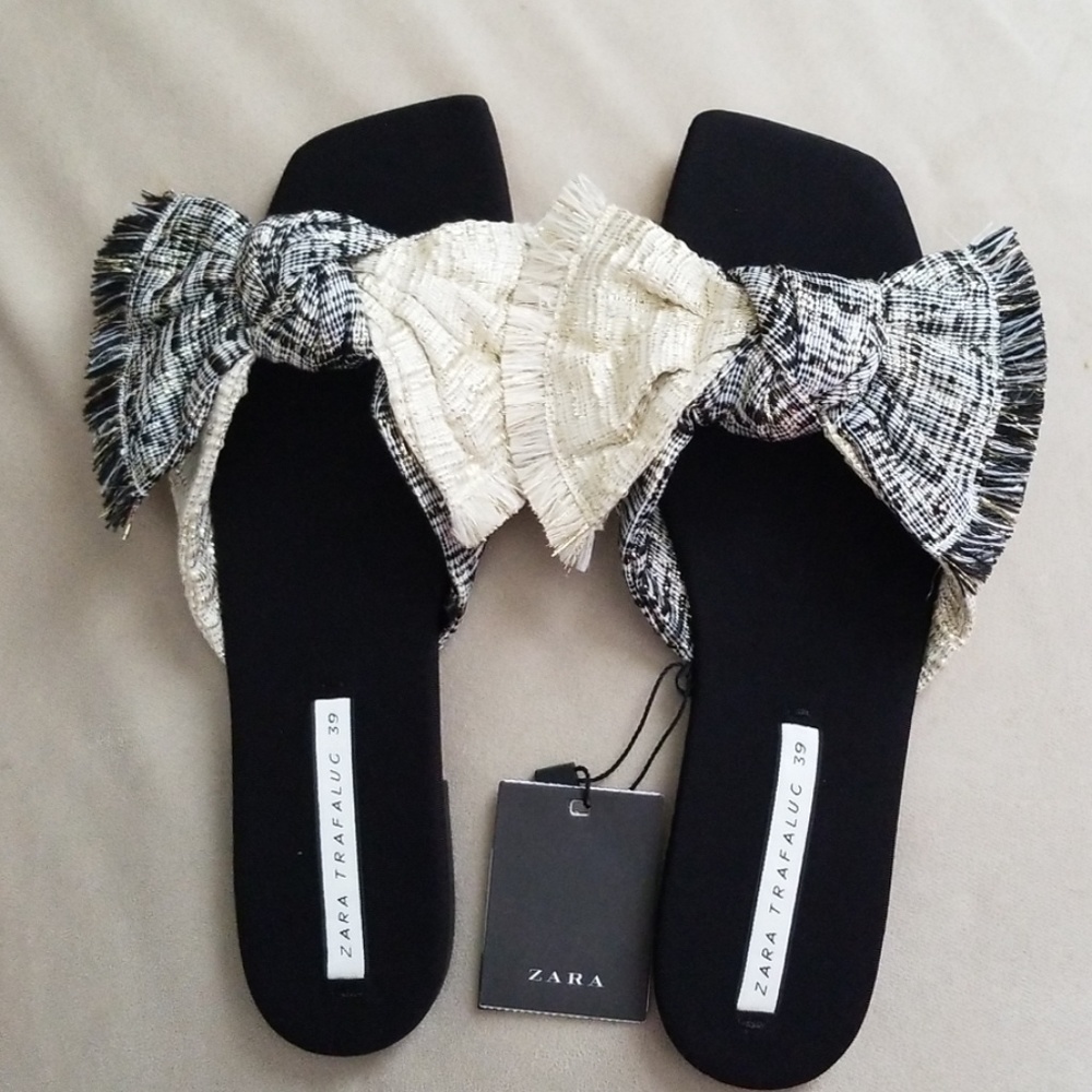 ZARA FABRIC BOW SLIDES - Picture 6 of 7